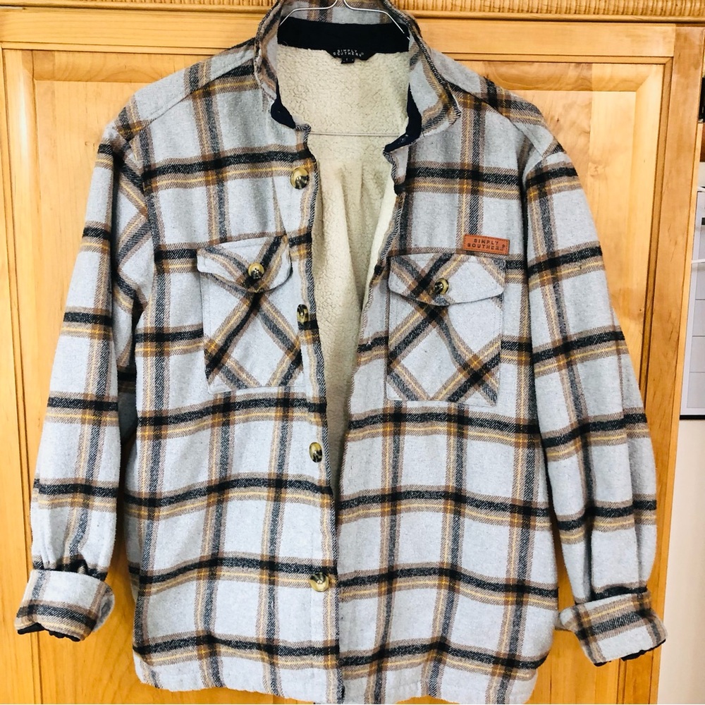 Simply Southern Plaid Jacket with Button Pocket